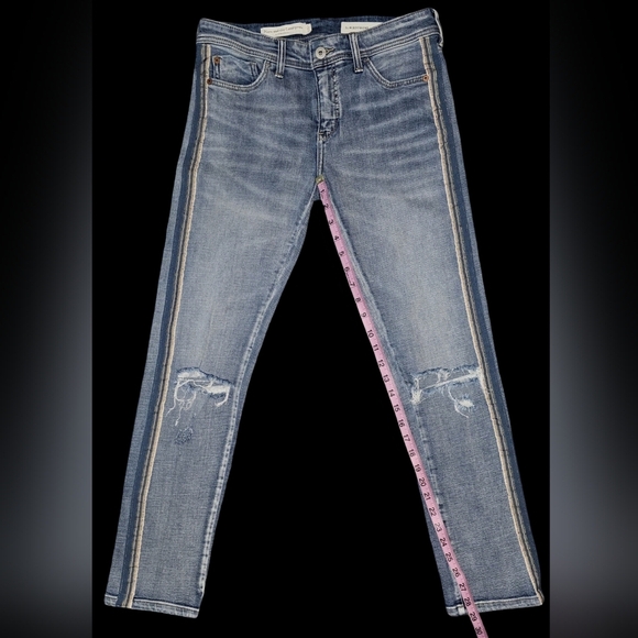 Anthropologie Pilcro Side Stripe Slim Boyfriend Jeans Light Mid Rise Sz 25/0 - Picture 6 of 13